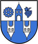 Wappen Gemeinde Oslip in den Farben weiß und blau